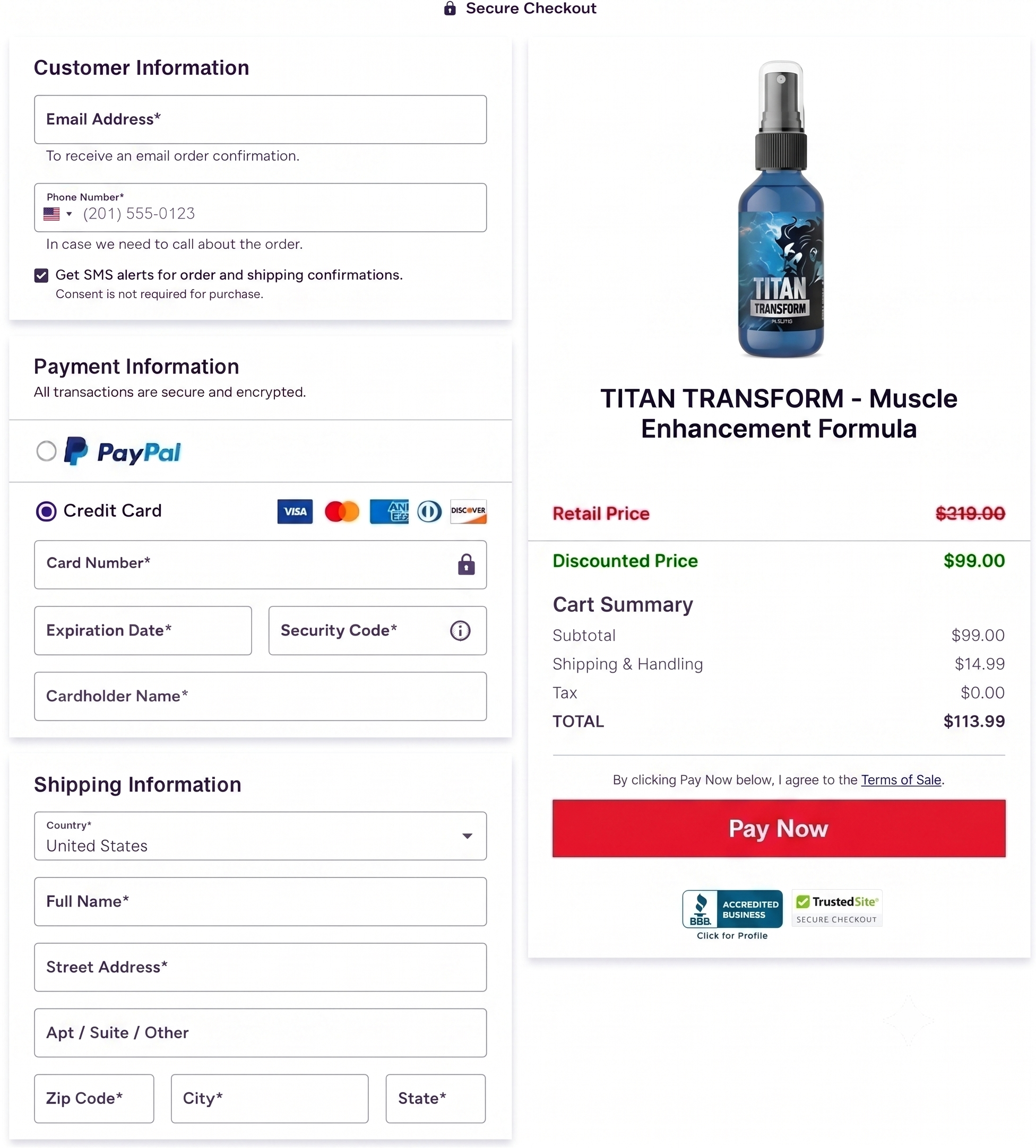 Titan Transform Payment & Order Interface